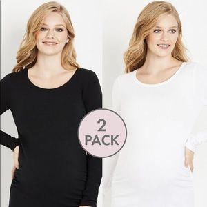 MOTHERHOOD MATERNITY --BumpStart Long Sleeve (2 Pack Black/White) --MEDIUM, NWT